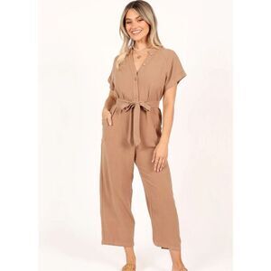 Petal & Pup ARCHIE Linen Jumpsuit in Mocha Size 10 Nwot